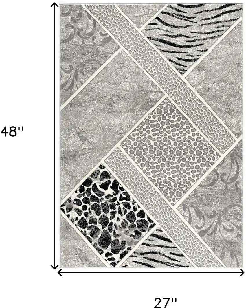 Grey Geometric Power Loom Stain Resistant Area Rug Photo 7