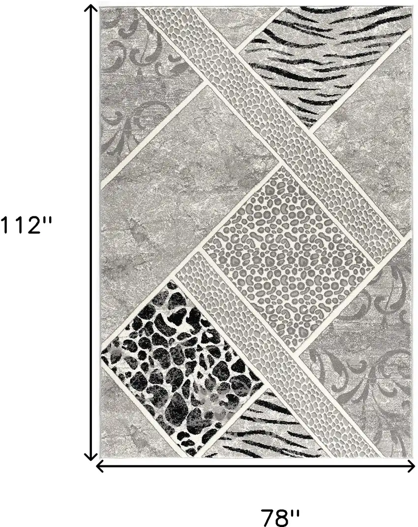 Grey Geometric Power Loom Stain Resistant Area Rug Photo 8