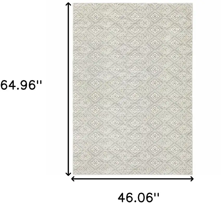 Grey Geometric Power Loom Stain Resistant Area Rug Photo 10