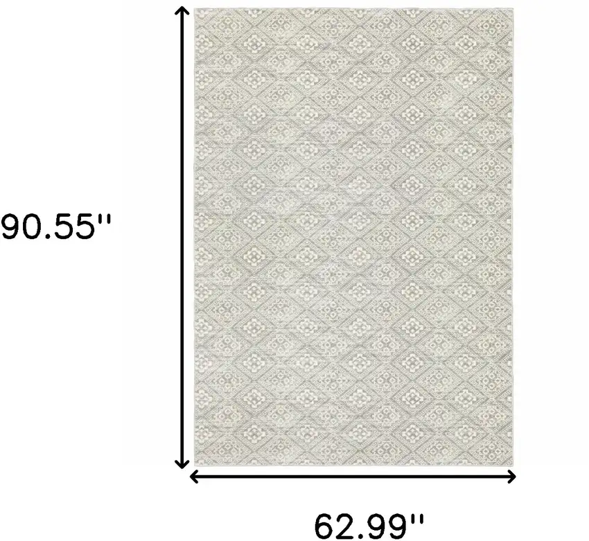 Grey Geometric Power Loom Stain Resistant Area Rug Photo 10