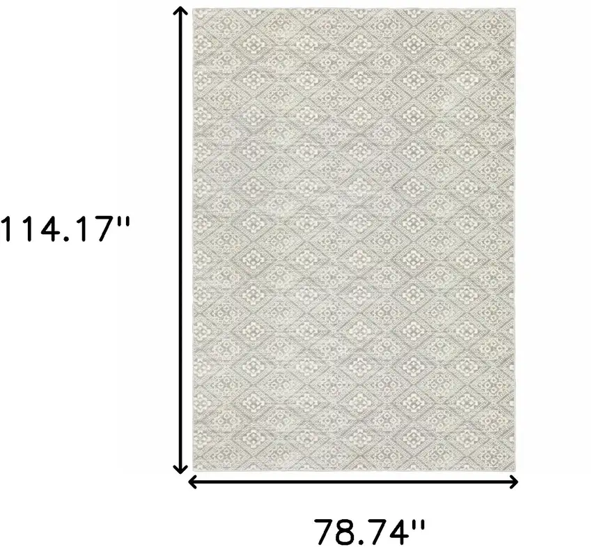 Grey Geometric Power Loom Stain Resistant Area Rug Photo 10