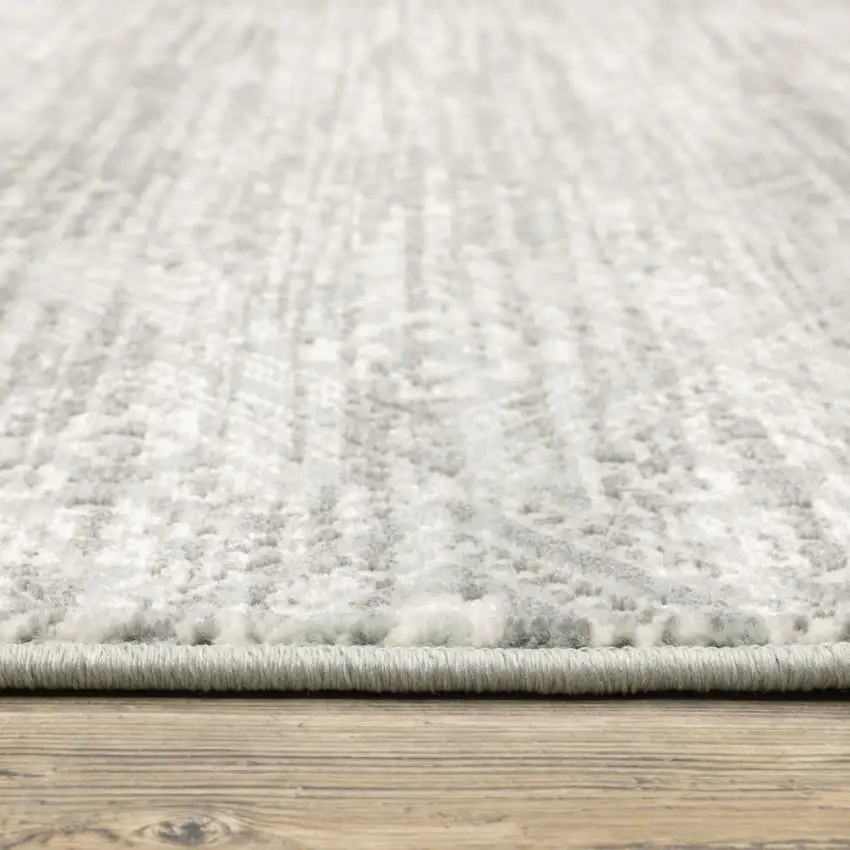 Grey Geometric Power Loom Stain Resistant Area Rug Photo 9