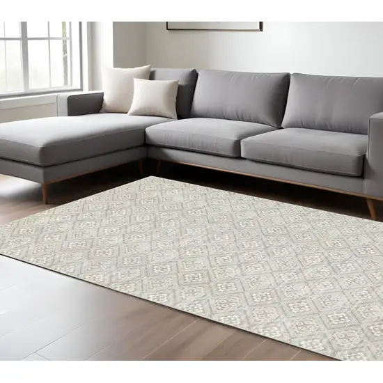 Light Gray And Gray Geometric Distressed Area Rug Photo 2
