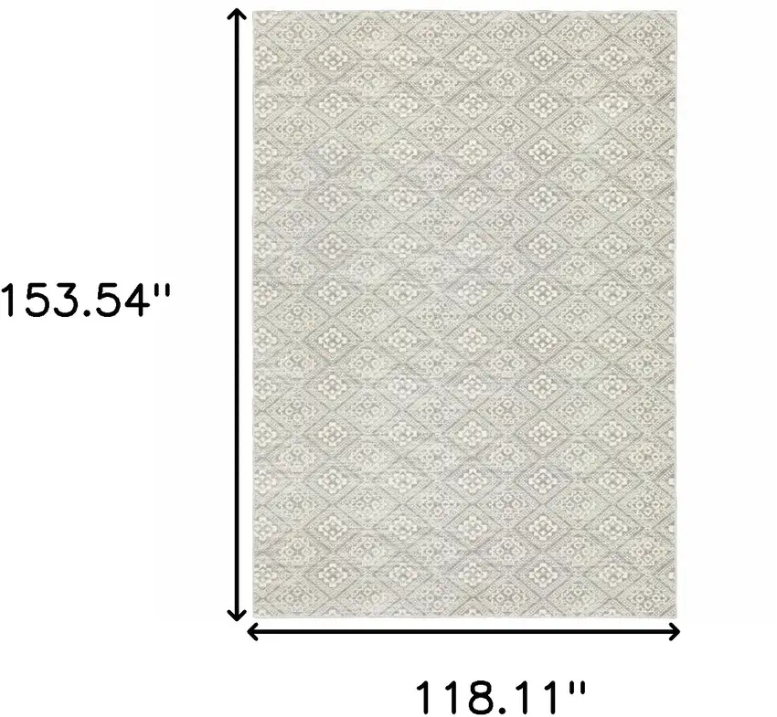 Grey Geometric Power Loom Stain Resistant Area Rug Photo 10