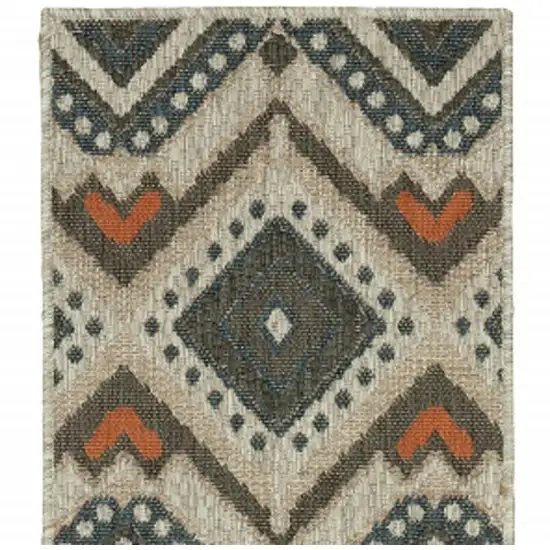 Gray Geometric Stain Resistant Indoor Outdoor Area Rug Photo 4