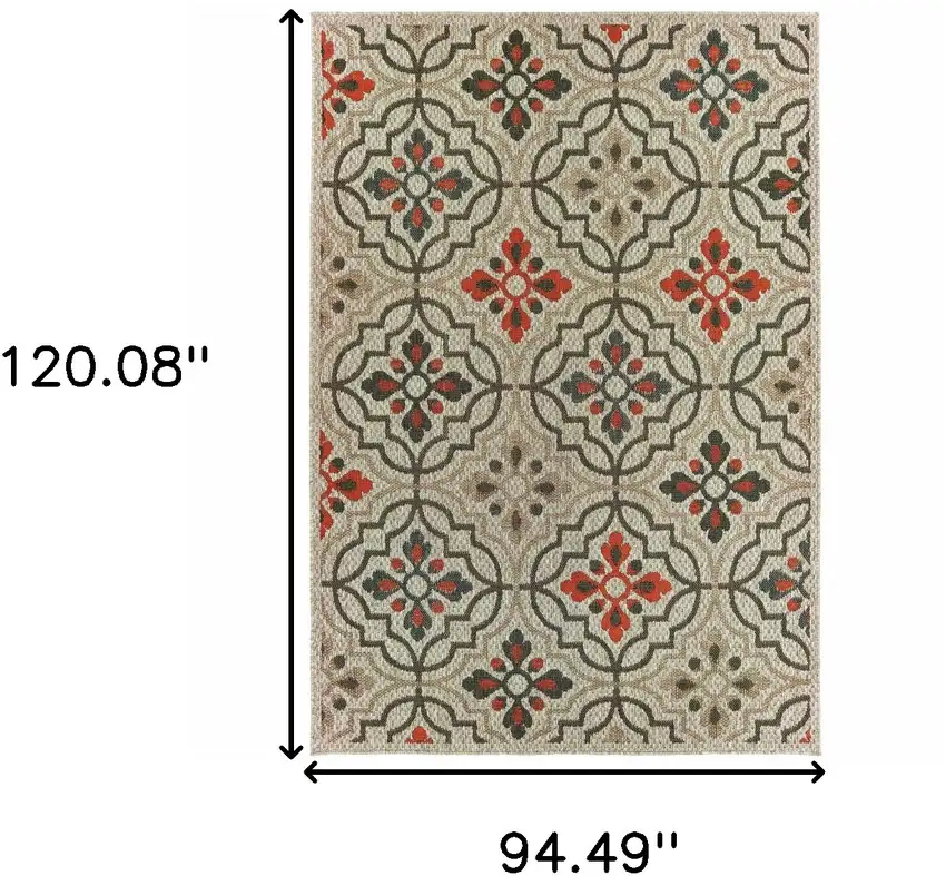 Grey Geometric Stain Resistant Indoor Outdoor Area Rug Photo 5