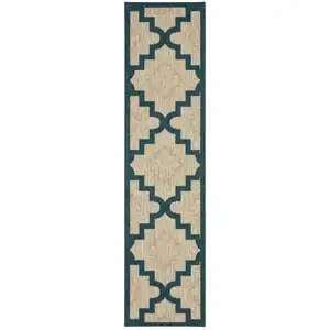 Photo of Grey Geometric Stain Resistant Indoor Outdoor Area Rug