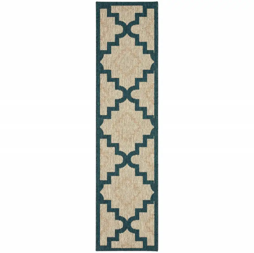 Grey Geometric Stain Resistant Indoor Outdoor Area Rug Photo 1