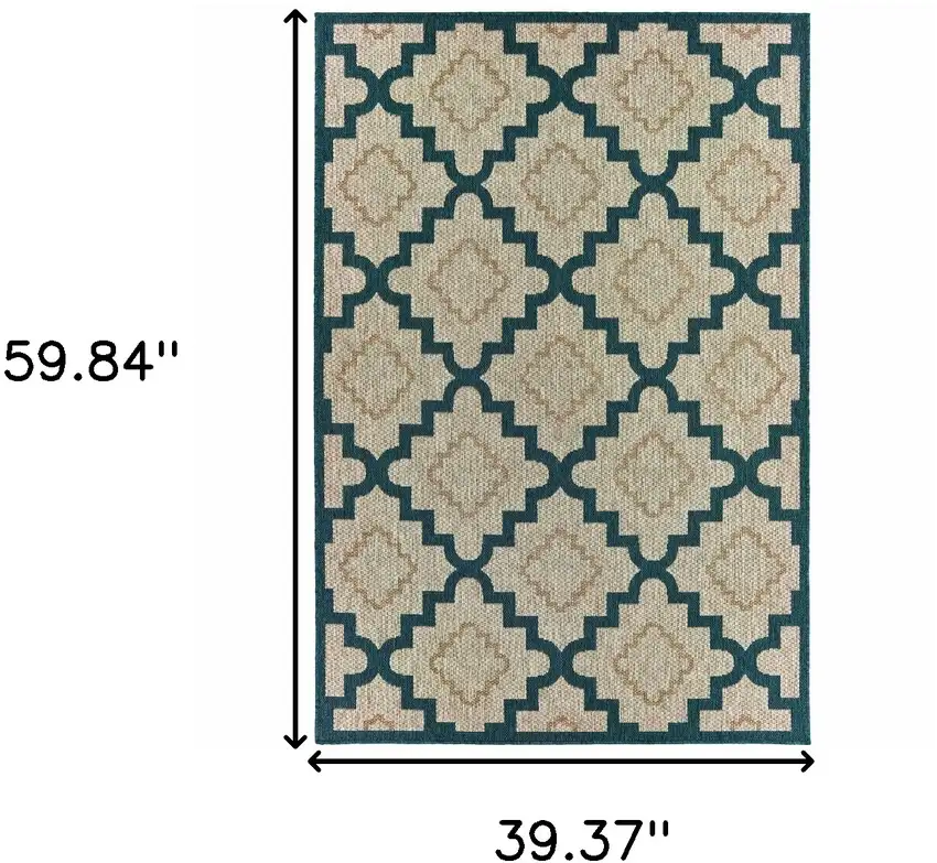 Grey Geometric Stain Resistant Indoor Outdoor Area Rug Photo 5