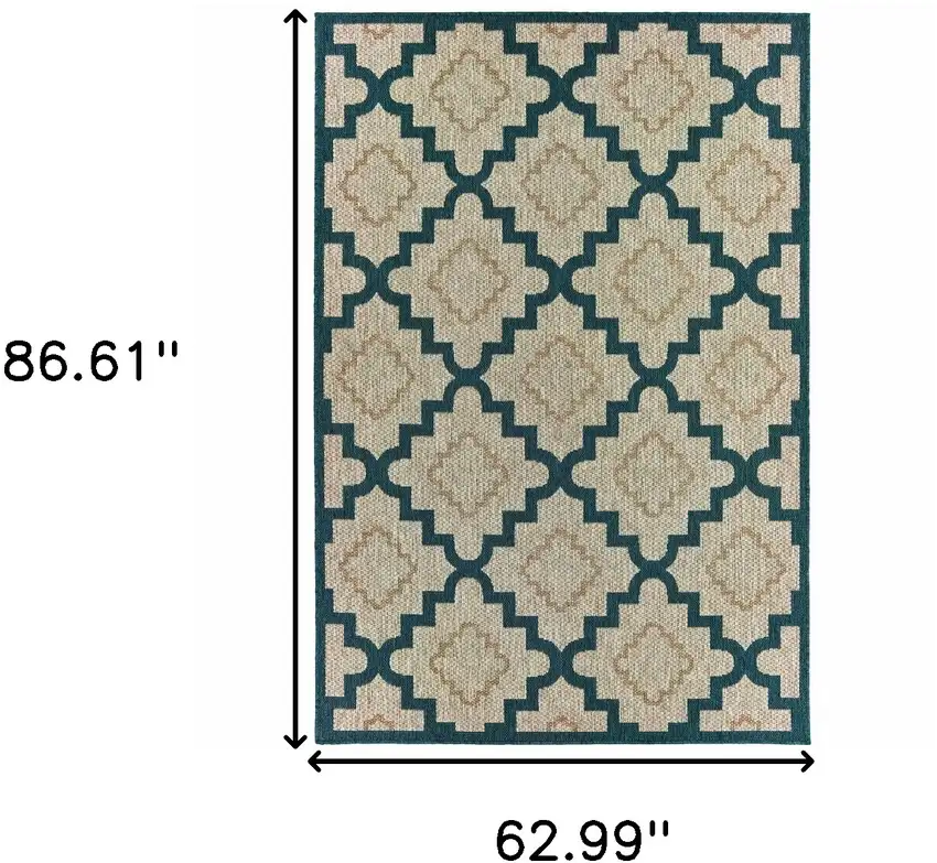 Grey Geometric Stain Resistant Indoor Outdoor Area Rug Photo 5
