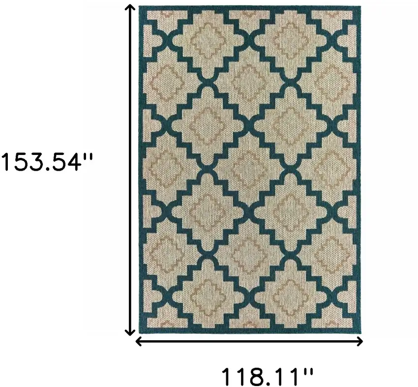 Grey Geometric Stain Resistant Indoor Outdoor Area Rug Photo 5