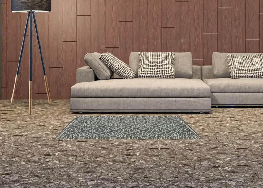 Grey Geometric Stain Resistant Indoor Outdoor Area Rug Photo 2