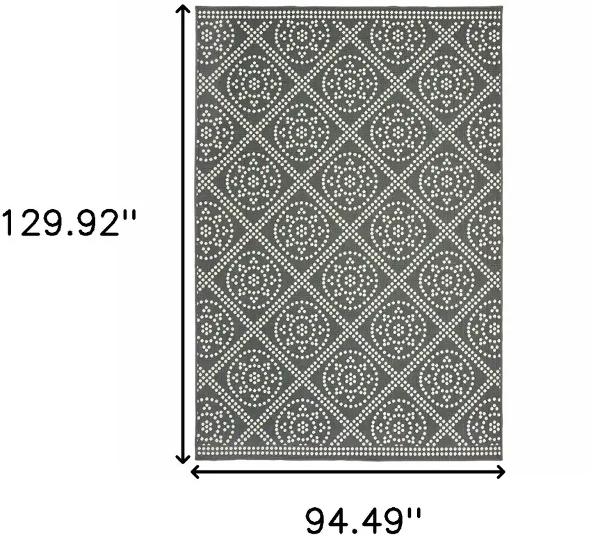 Grey Geometric Stain Resistant Indoor Outdoor Area Rug Photo 5
