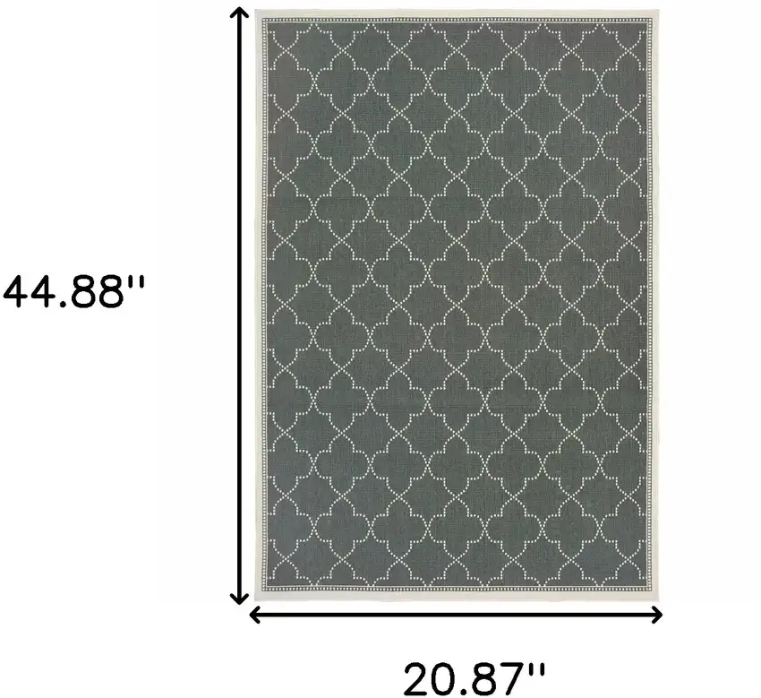 Grey Geometric Stain Resistant Indoor Outdoor Area Rug Photo 5