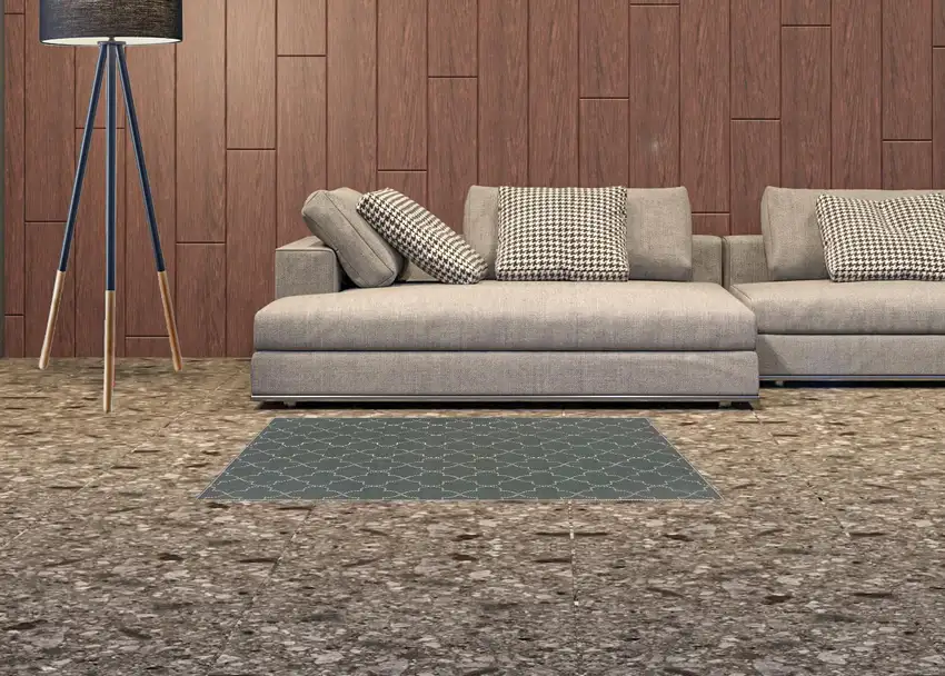 Grey Geometric Stain Resistant Indoor Outdoor Area Rug Photo 2