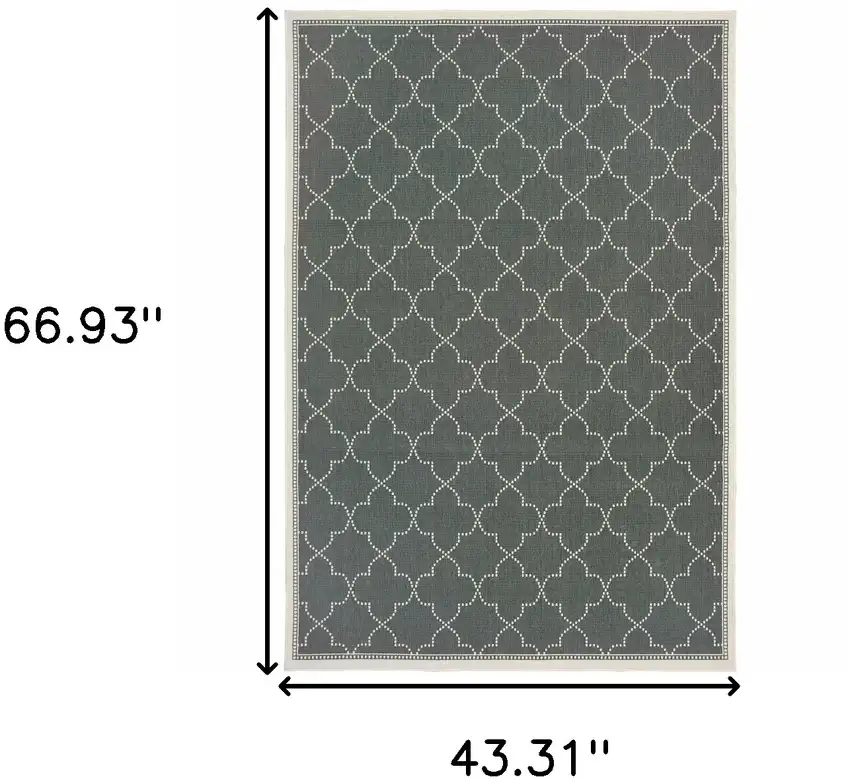 Grey Geometric Stain Resistant Indoor Outdoor Area Rug Photo 5