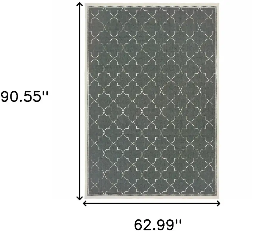 Grey Geometric Stain Resistant Indoor Outdoor Area Rug Photo 5