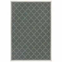 Photo of Grey Geometric Stain Resistant Indoor Outdoor Area Rug