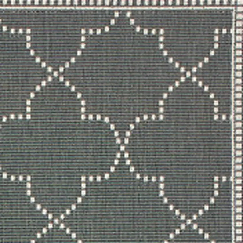 Grey Geometric Stain Resistant Indoor Outdoor Area Rug Photo 6