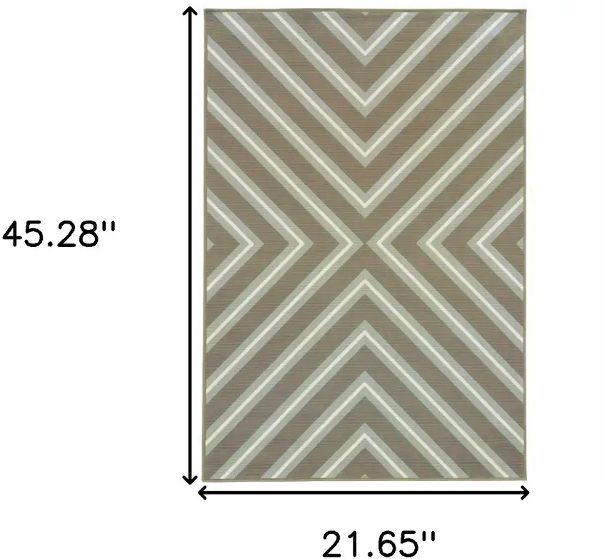 Grey Geometric Stain Resistant Indoor Outdoor Area Rug Photo 6