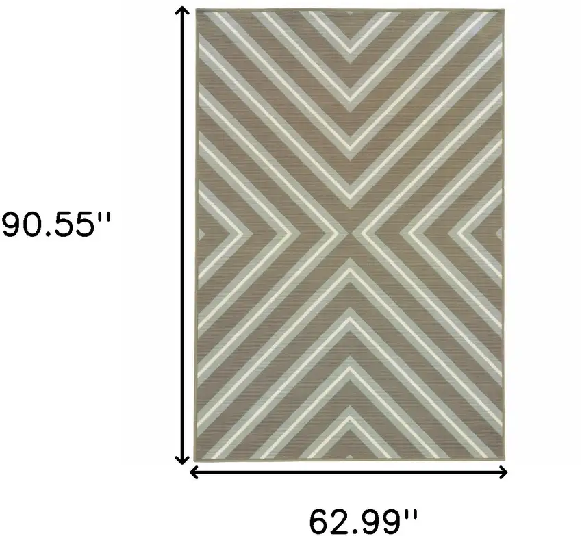 Grey Geometric Stain Resistant Indoor Outdoor Area Rug Photo 6