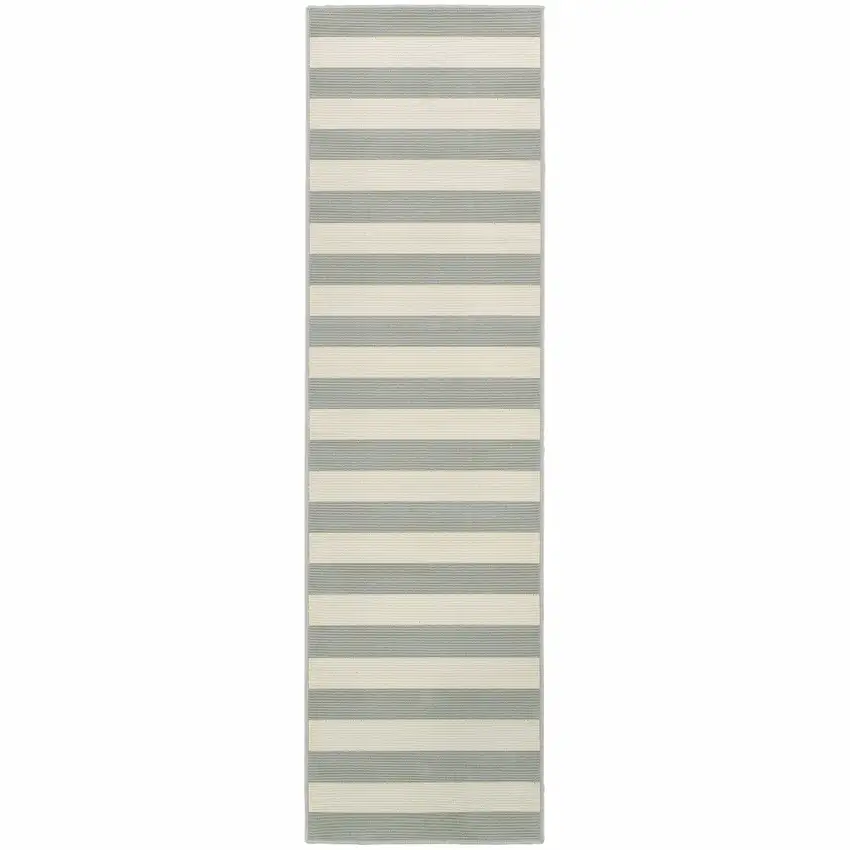 Grey Geometric Stain Resistant Indoor Outdoor Area Rug Photo 1