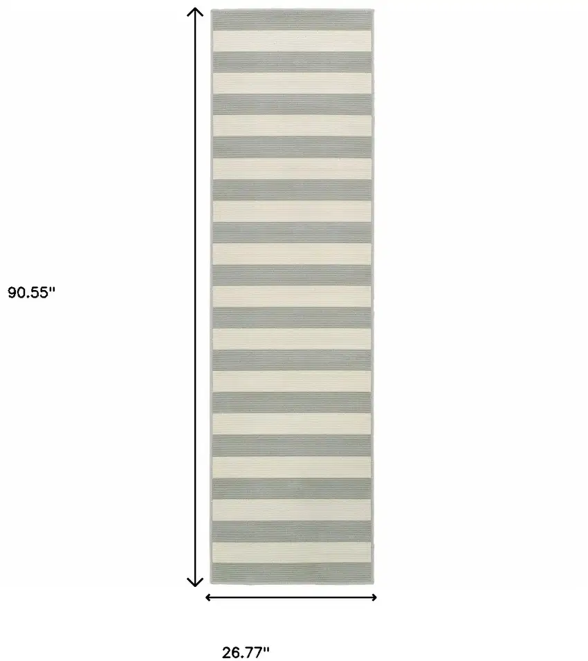 Grey Geometric Stain Resistant Indoor Outdoor Area Rug Photo 4