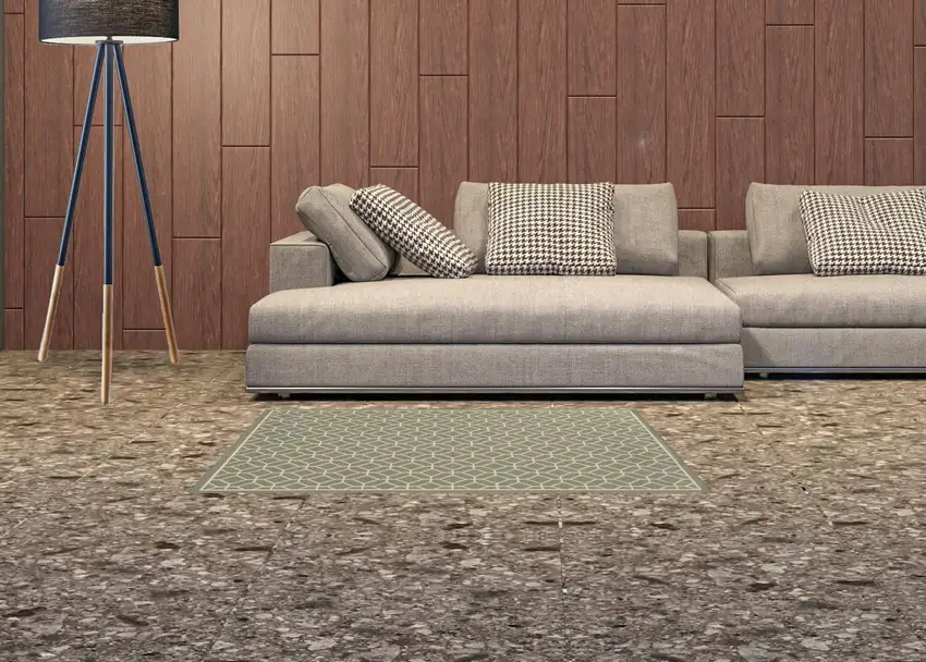 Grey Geometric Stain Resistant Indoor Outdoor Area Rug Photo 2