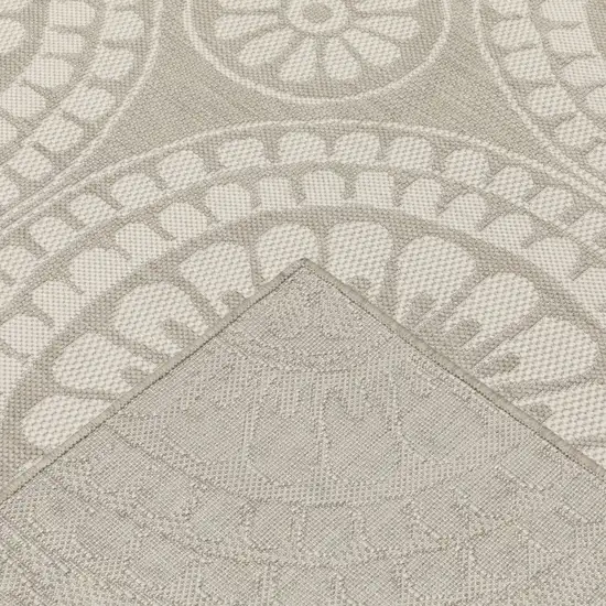 Gray and Ivory Geometric Stain Resistant Indoor Outdoor Area Rug Photo 9