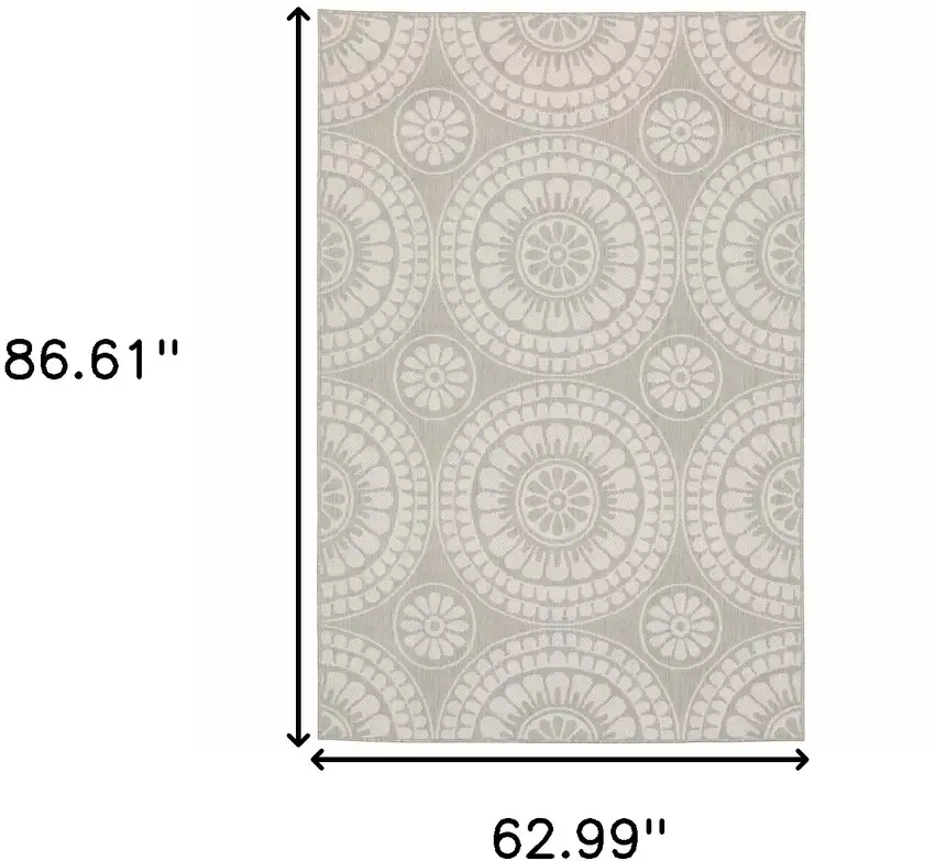 Grey Geometric Stain Resistant Indoor Outdoor Area Rug Photo 7