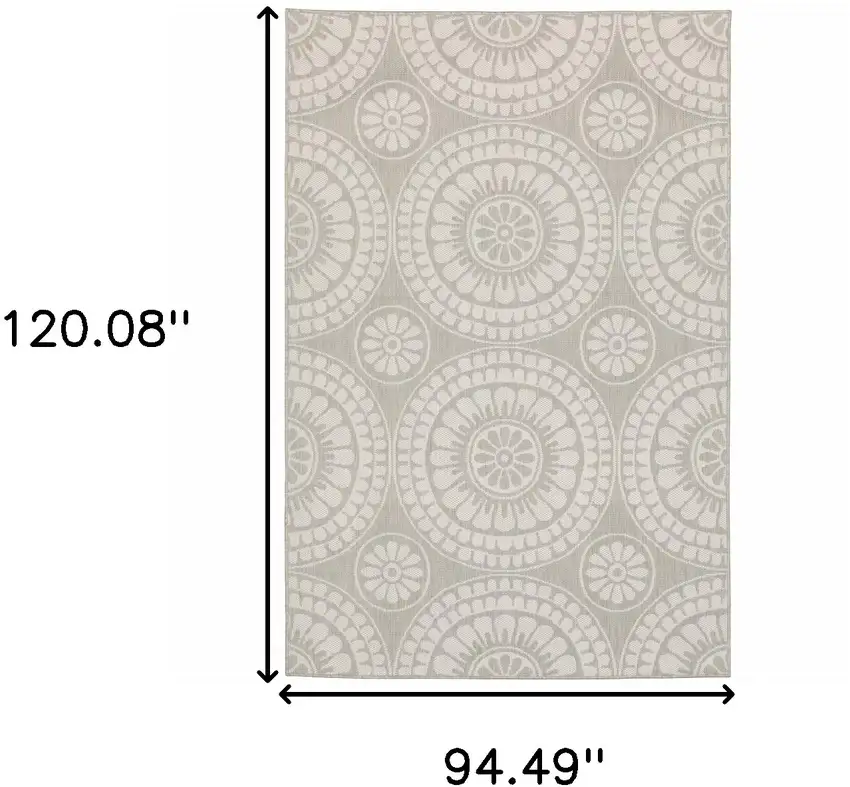 Grey Geometric Stain Resistant Indoor Outdoor Area Rug Photo 7