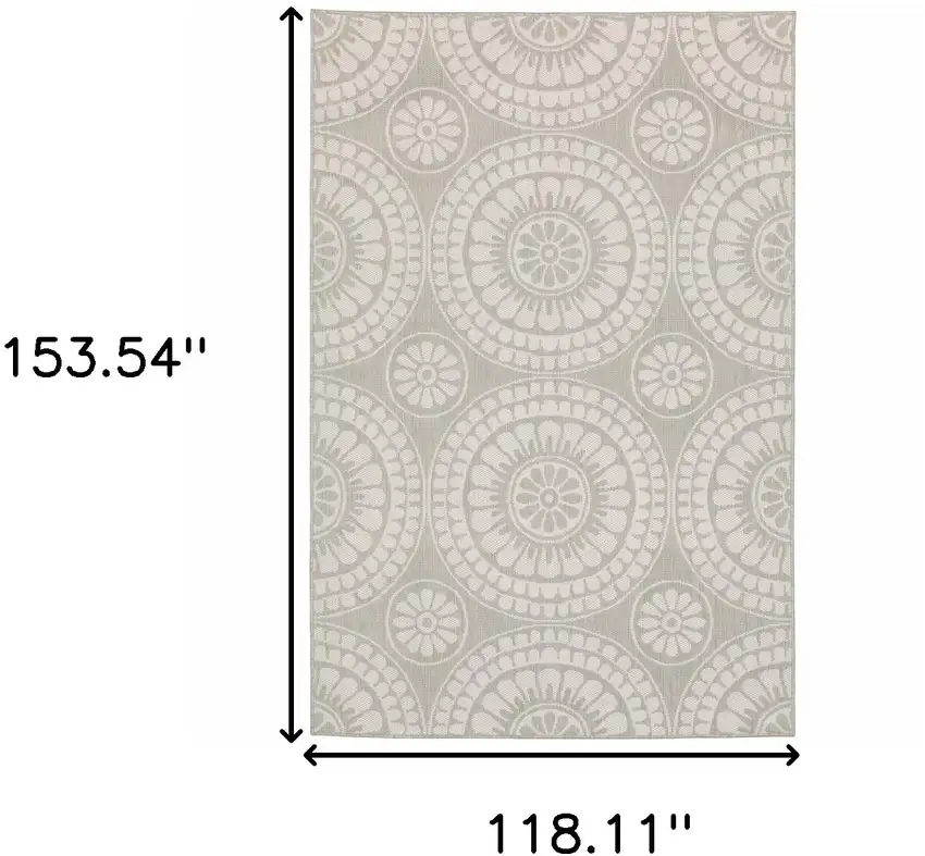 Grey Geometric Stain Resistant Indoor Outdoor Area Rug Photo 7