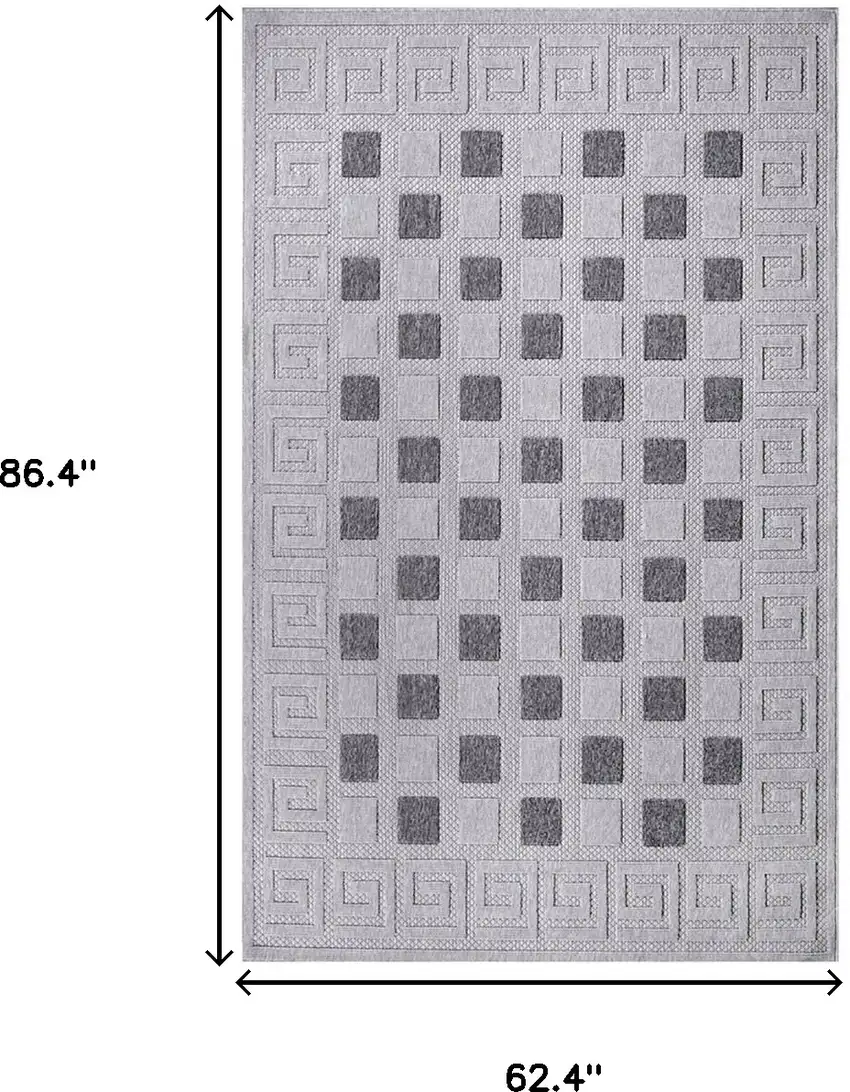 Grey Geometric Stain Resistant Non Skid Indoor Outdoor Area Rug Photo 9