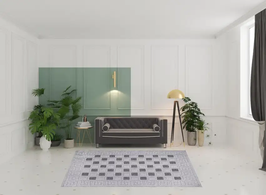 Grey Geometric Stain Resistant Non Skid Indoor Outdoor Area Rug Photo 2