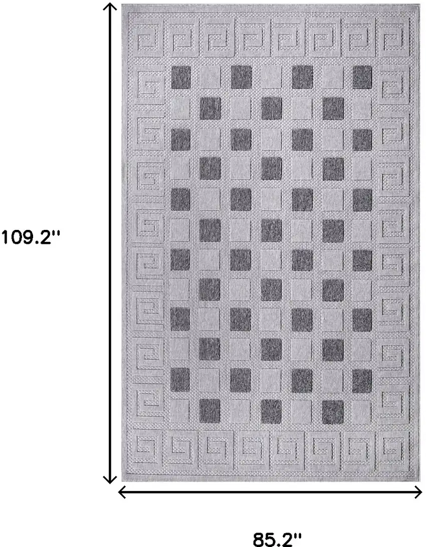 Grey Geometric Stain Resistant Non Skid Indoor Outdoor Area Rug Photo 9