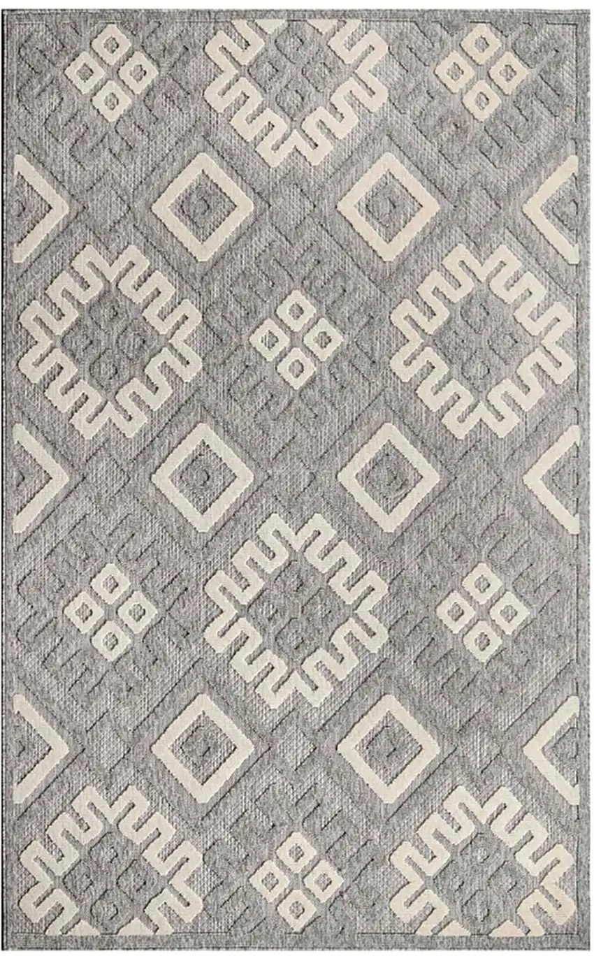 Grey Geometric Stain Resistant Non Skid Indoor Outdoor Area Rug Photo 1