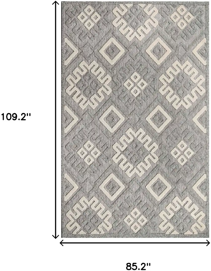 Grey Geometric Stain Resistant Non Skid Indoor Outdoor Area Rug Photo 7