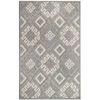 Photo of Grey Geometric Stain Resistant Non Skid Indoor Outdoor Area Rug