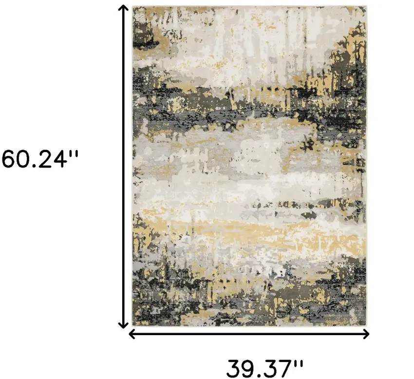 Grey Gold Beige Black And Brown Abstract Power Loom Stain Resistant Area Rug Photo 9
