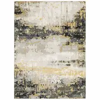 Photo of Grey Gold Beige Black And Brown Abstract Power Loom Stain Resistant Area Rug
