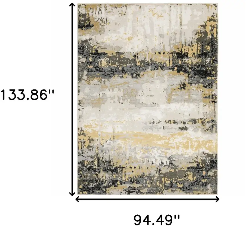 Grey Gold Beige Black And Brown Abstract Power Loom Stain Resistant Area Rug Photo 9