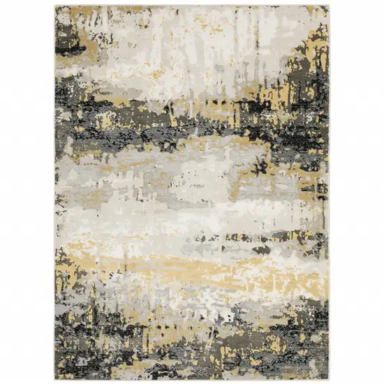 Grey Gold Beige Black And Brown Abstract Power Loom Stain Resistant Area Rug Photo 2