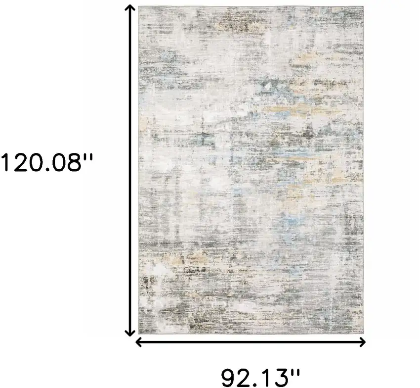 Blue and Gray Abstract Power Loom Area Rug Photo 3