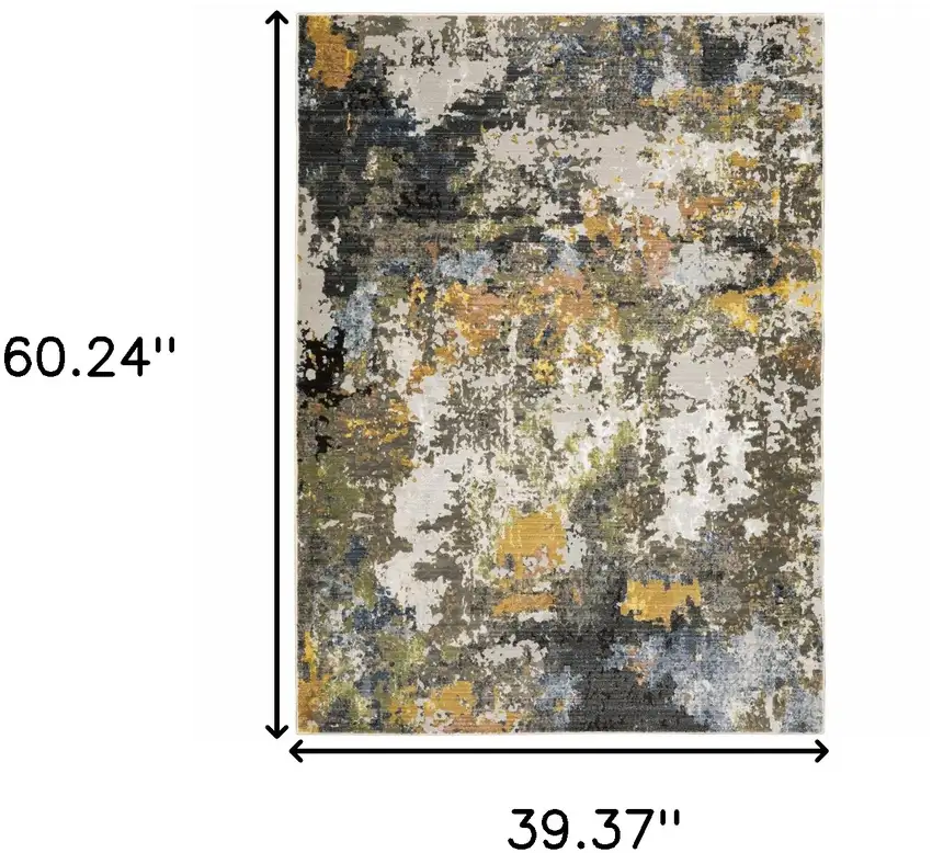 Grey Gold Blue Orange Beige And Brown Abstract Power Loom Stain Resistant Area Rug Photo 10