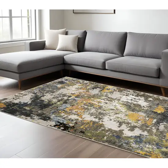 Beige Green And Orange Abstract Area Rug Photo 1