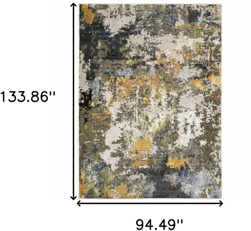 Grey Gold Blue Orange Beige And Brown Abstract Power Loom Stain Resistant Area Rug Photo 10