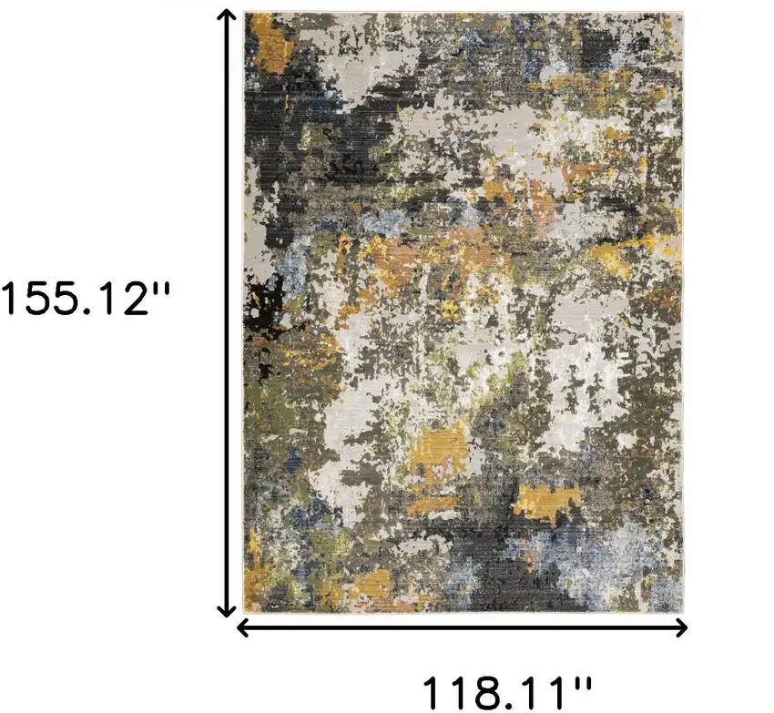 Grey Gold Blue Orange Beige And Brown Abstract Power Loom Stain Resistant Area Rug Photo 10