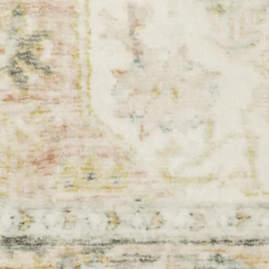 Grey Gold Orange And Ivory Oriental Power Loom Stain Resistant Area Rug Photo 7