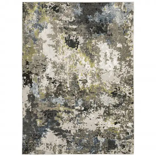 Grey Green Gold Blue And Beige Abstract Power Loom Stain Resistant Area Rug Photo 6