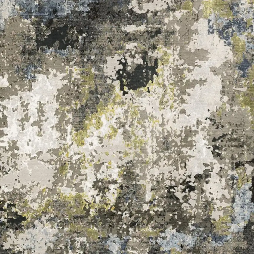 Grey Green Gold Blue And Beige Abstract Power Loom Stain Resistant Area Rug Photo 5